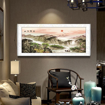 Horse to successful landscape painting Feng Shui leaning on mountain chart Living room hanging painting background wall character painting and decoration painting Hina Baichuan