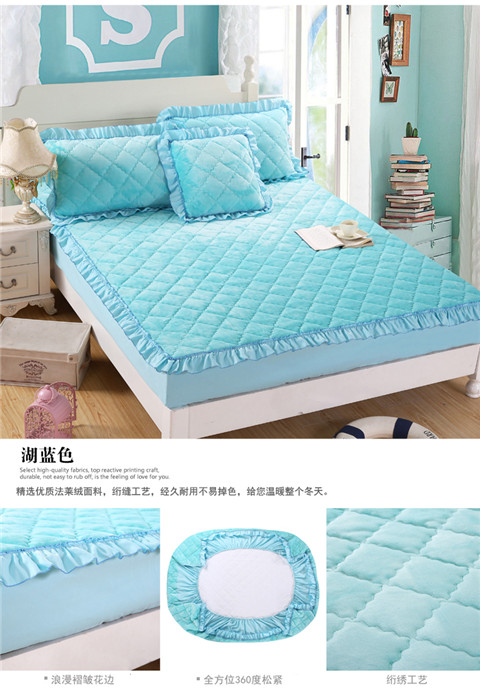 Luật Levin nhung bông doanh nghiệp giường 1.8m duy nhất mảnh nhung san hô dày giường nệm bedspread trượt nắp ống tay áo flannel mùa đông - Trang bị Covers Mua ga phủ giường