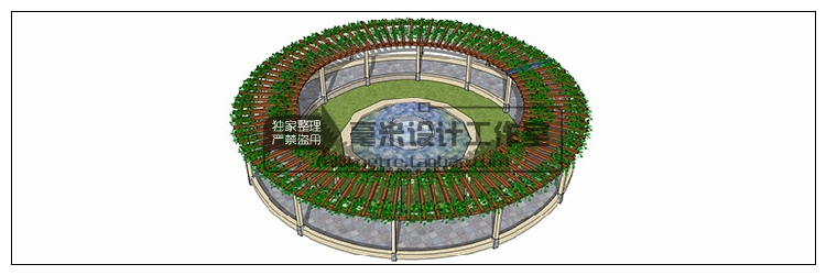 T73 现代廊架SU模型新亚洲新中式花架欧式风雨连廊sketchup景...-6