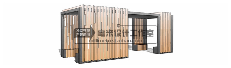 T73 现代廊架SU模型新亚洲新中式花架欧式风雨连廊sketchup景...-60