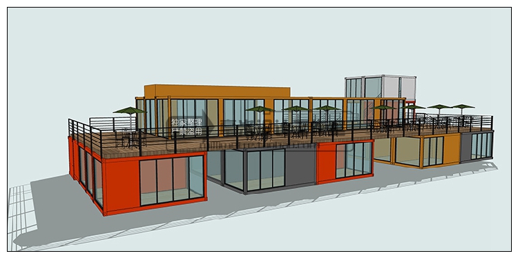 T76 集装箱建筑SU模型改造餐厅咖啡别墅景观工业装配sketchup...-19