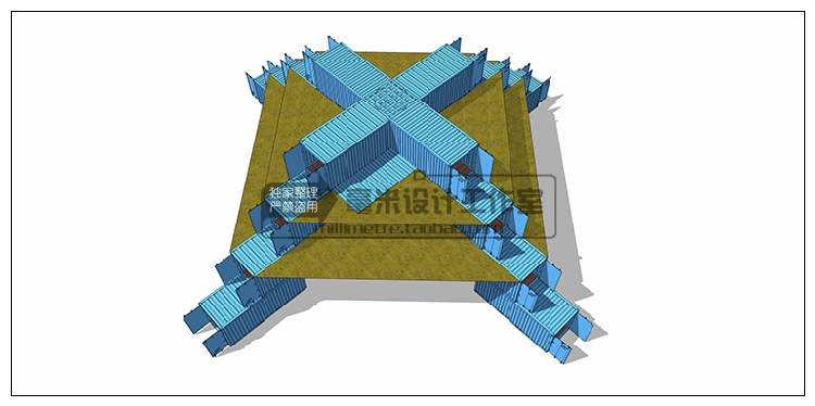 T76 集装箱建筑SU模型改造餐厅咖啡别墅景观工业装配sketchup...-45