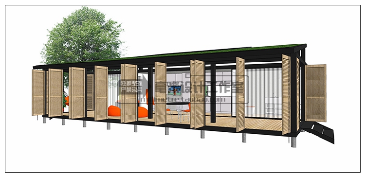 T76 集装箱建筑SU模型改造餐厅咖啡别墅景观工业装配sketchup...-5