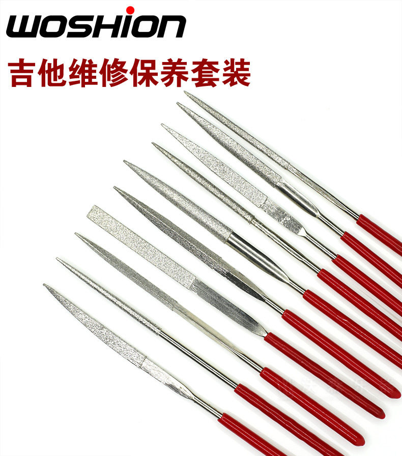 Guitar pillow grooved polished file DIY file tool kit diamond plastic handle file ten piece set