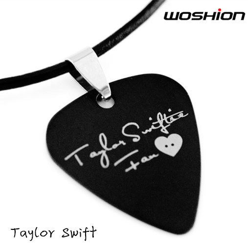 Woshion Titanium Steel Metal Guitar Picks Necklace Taylor Swift Signature Taylor Swift