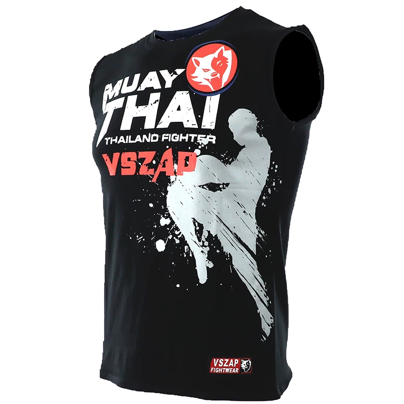 VSZAP MUAY THAI Боевая тайская боксёрская тренировочная майка без рукавов для мужчин с коленом в полёте, спорт, жилет