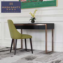 Modern American study desk and chair set green single chair fabric simple light luxury writing table brass color full