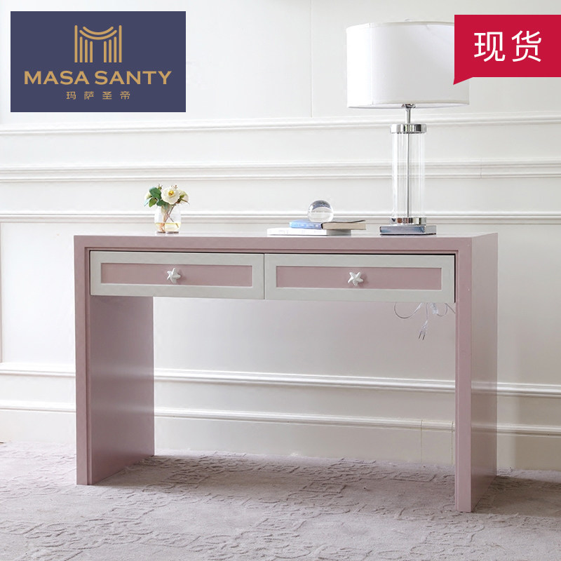 Brief Modern Princess Pink Pink Makeup Desk Young Girl Birth Book Room Desk Bedroom Solid Wood Children Study Table