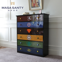 Modern minimalist Avengers Union bedroom cupboard children furniture superhero lockers solid wood light luxury style