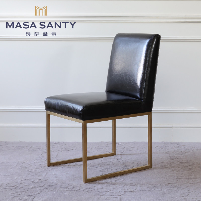 Modern American Metal Black Dining Chair Brief About New Chinese Book Room Single Chair Bookchair Dining Hall Dining Room Negotiation Leather Chair