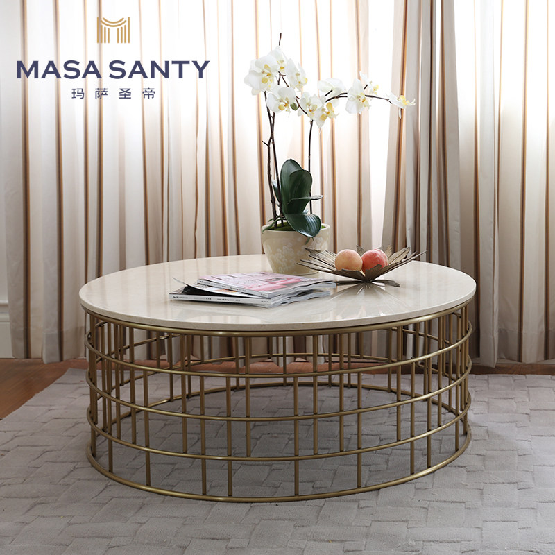 Metal tea table marble European minimalist creative designer model room living room furniture round custom foreign trade