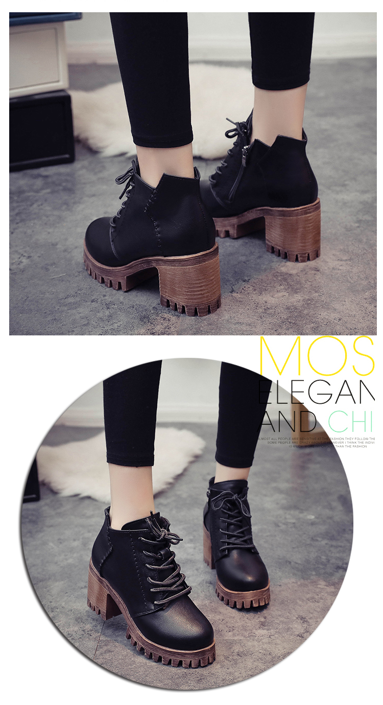 Giày bốt Martin mới 2018 cho nữ giày boot nữ cổ cao đế bằng
