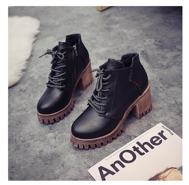Giày bốt Martin mới 2018 cho nữ giày boot nữ cổ cao đế bằng