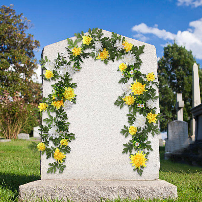 Emulation Chrysanthemum Vines Strips of Tomb Sweeping Day Supplies Pull Flowers Color Ribbon Hanging Flowers Hanging Flowers And Paper Tombstones Hanging Flowers Chain Sacrificial Offerings