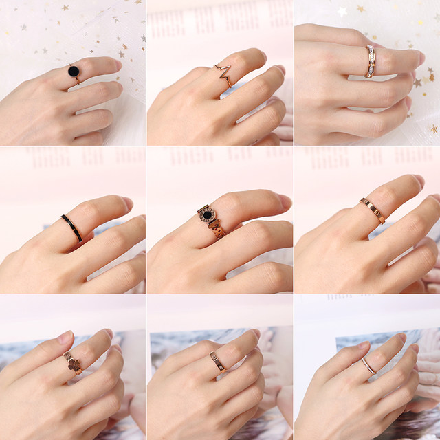 Index finger titanium steel ring for women , non-fading , Japanese and Korean rose gold , trendy Internet Celebrity , Student personality , stylish ring for women
