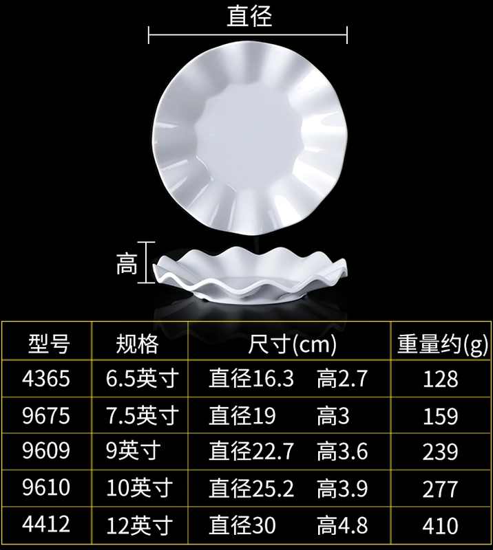 Melamine giả sứ tấm trắng thương mại lẩu nhà hàng sáng tạo bộ đồ ăn rau đĩa món ăn đĩa nhựa món thịt đĩa nhựa