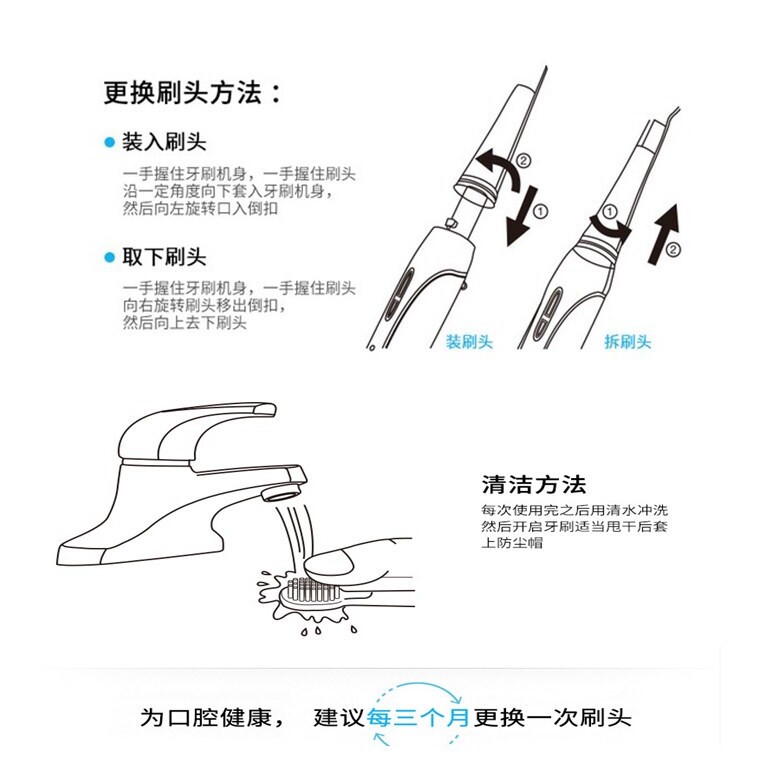 电动牙刷刷头更换