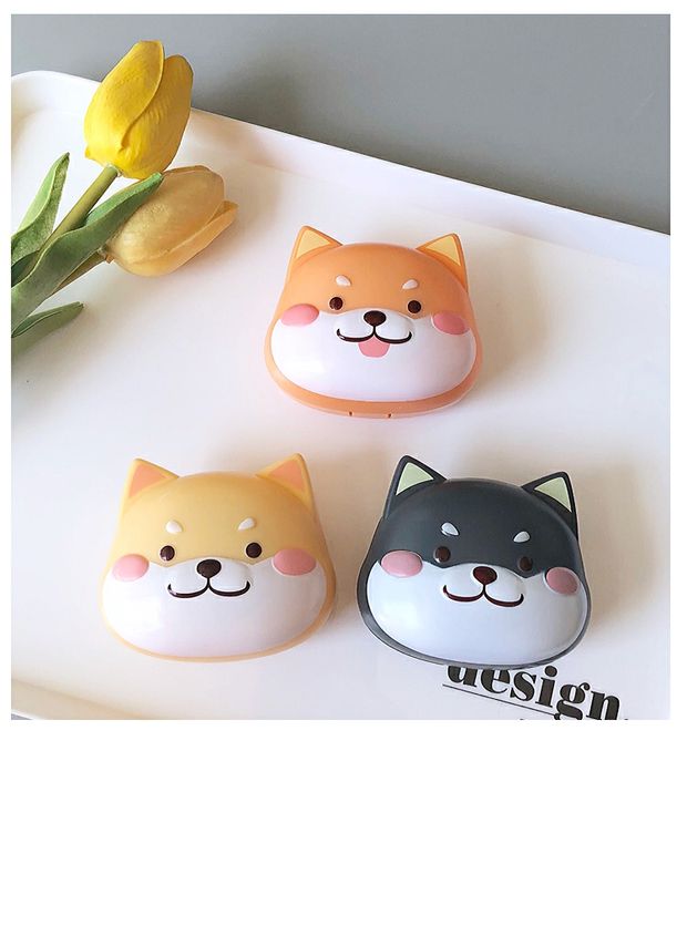 Hộp làm đẹp cận thị kính áp tròng phim hoạt hình dễ thương đôi mạng đỏ nhỏ Shiba Inu Akita hộp giao phối - Kính đeo mắt kính mắt kính điện biên phủ