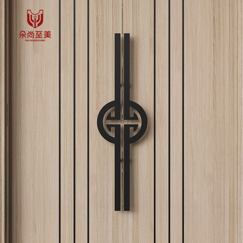 New Chinese thickened aluminium plate solid wood door handle for fitting antique bronze semicircle glass door handle lettering custom LOGO