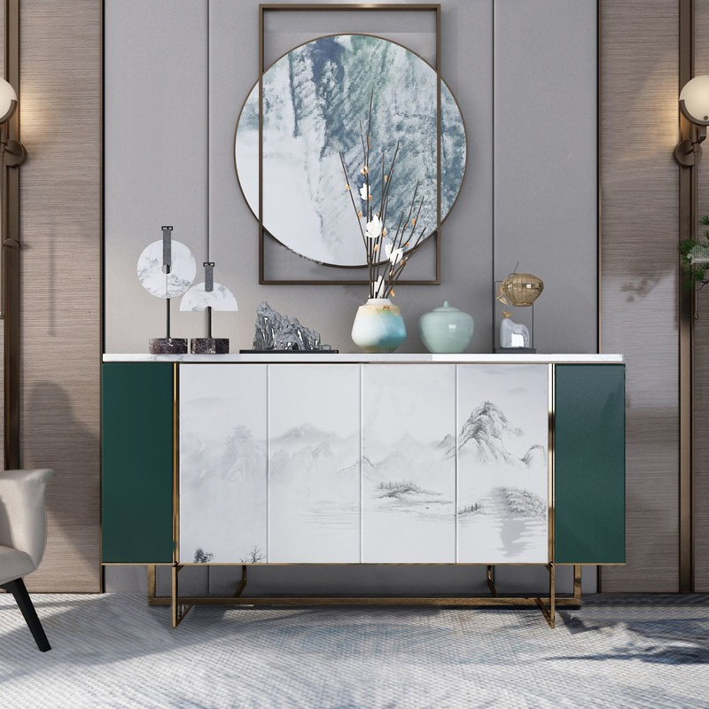 New Chinese style side view cabinet household solid wood shoe cabinet simple modern entrance cabinet light luxury marble partition cabinet