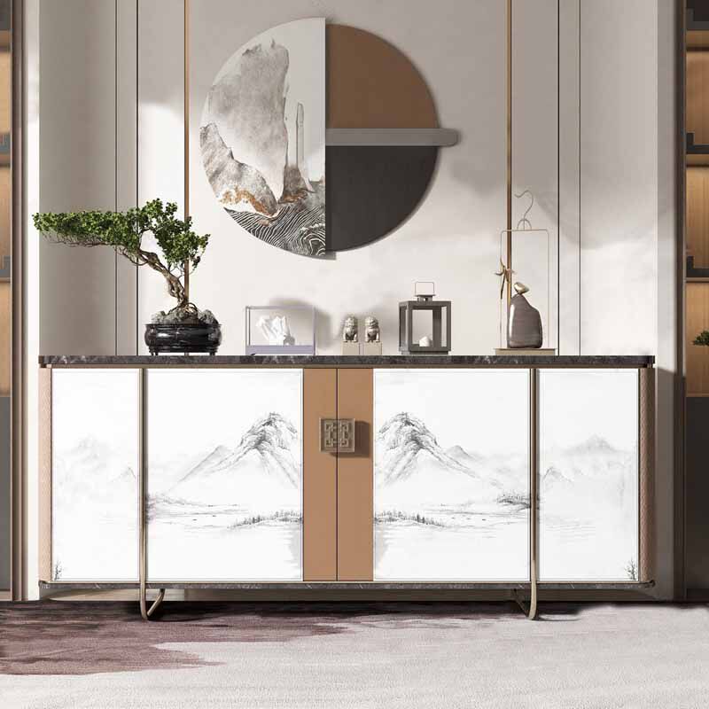 New Chinese style solid wood entrance cabinet living room front door partition cabinet double-sided room cabinet modern minimalist TV cabinet custom