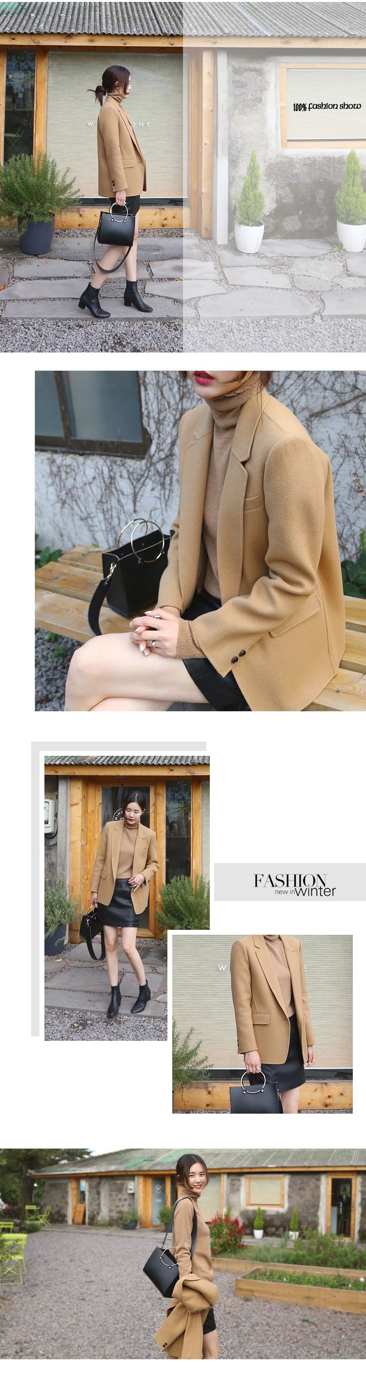2017 mới lạc đà len coat nữ đoạn ngắn nhỏ chuyên nghiệp slim slimming mùa thu và mùa đông Hàn Quốc phiên bản của OL nhỏ phù hợp với áo khoác nữ hàng hiệu