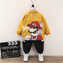 Boys spring autumn jacket 2022 new CUHK Tong Baby Boomers Autumn Ocean Gas Autumn Clothing Boy Trendy Fried Street Childrens Blouse