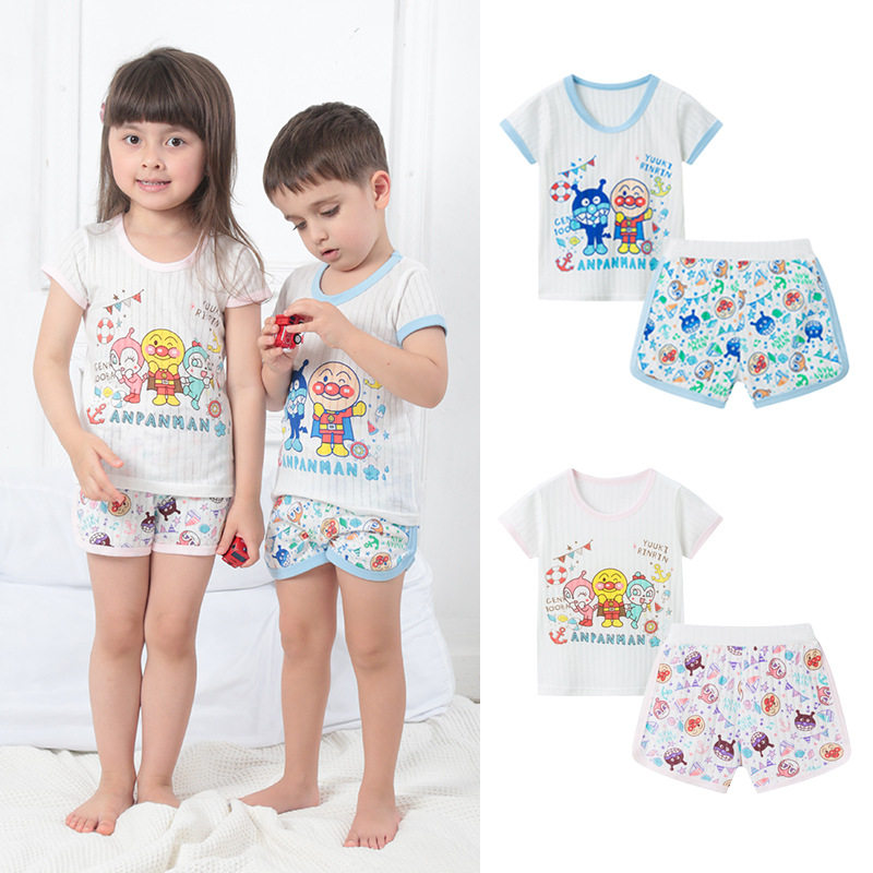 Export Day Single Summer Thin children Pure cotton Home Clothing Boy Short Sleeve Baby Breathable Pyjamas Girl Suit Pants