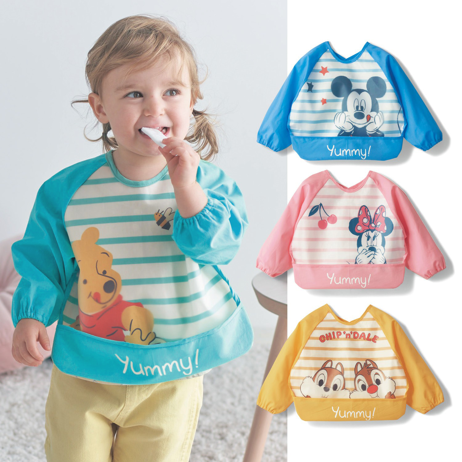 Outlet Japan Baby Eating Hood Clothing Accessory Food Bib Waterproof Protective Clothing Pure Cotton Long Sleeve Anti-Wear Cartona Painting Clothes