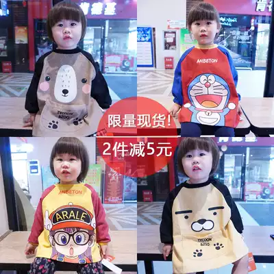 Korean version of the baby coat waterproof autumn and winter anti-dressing men's and women's children's painting clothes Children's apron corduroy eating protective clothing
