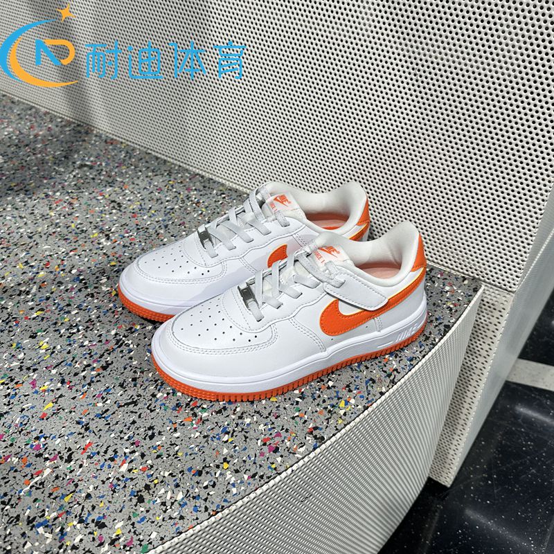 Nike Genuine Children's Shoes for Boys and Girls, Air Force One Skateboard Shoes, Velcro White Shoes Fn0237