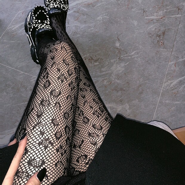 колготки / чулки дна ay to films 性感豹纹黑丝渔网袜搭西装显瘦镂空丝袜连裤袜 29534