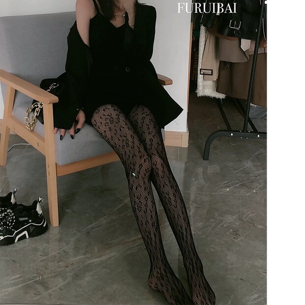 колготки / чулки дна ay to films 性感豹纹黑丝渔网袜搭西装显瘦镂空丝袜连裤袜 29534