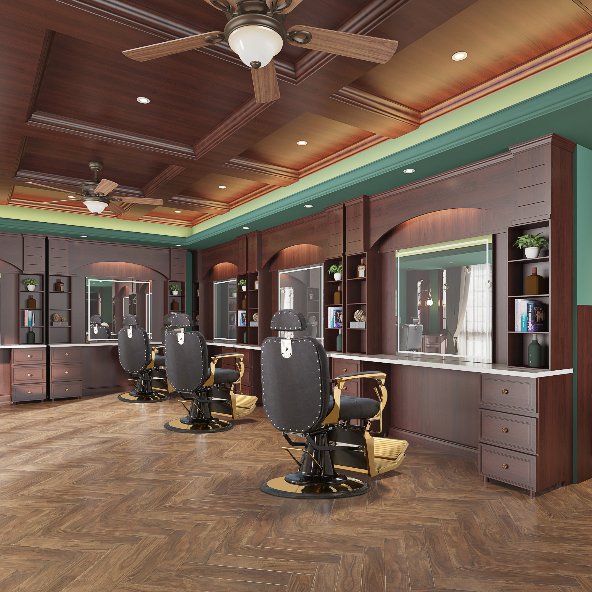 Light retro hairdressing mirror table oil head salon mirror table men's barber shop dedicated single mirror multi-position customization