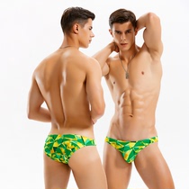 Yellow-green gem ultra-low waist triangle half bag buttock swim pants bikini men sexy and hot