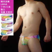 Bikini tide male grateful convex triangle swim pants rainbow overweight and low waist beauty dark hot