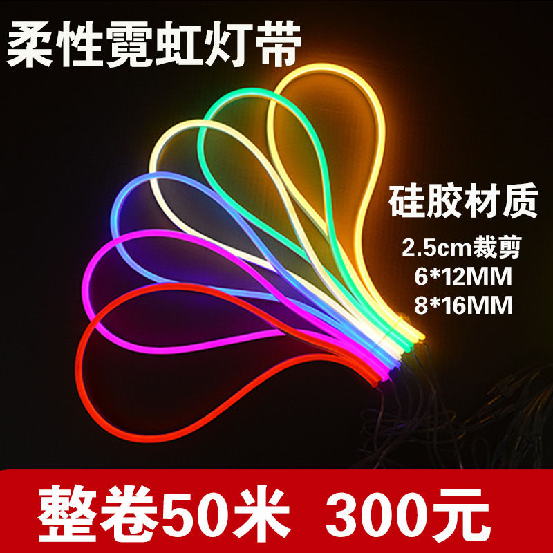LED color leather silicone light strip 12V neon flex to do word shape super bright 220V outdoor waterproof soft light strip