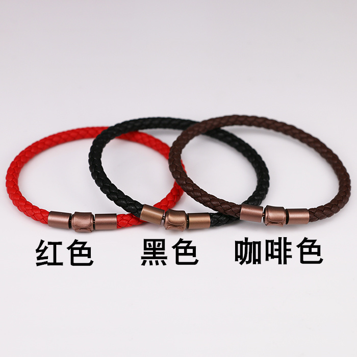 Dây da thô không thấm nước dây thép không gỉ chuyển hạt vòng tay phụ nữ áp dụng cho hình xăm vàng cứng với dây tay dây vòng tay chỉ đỏ