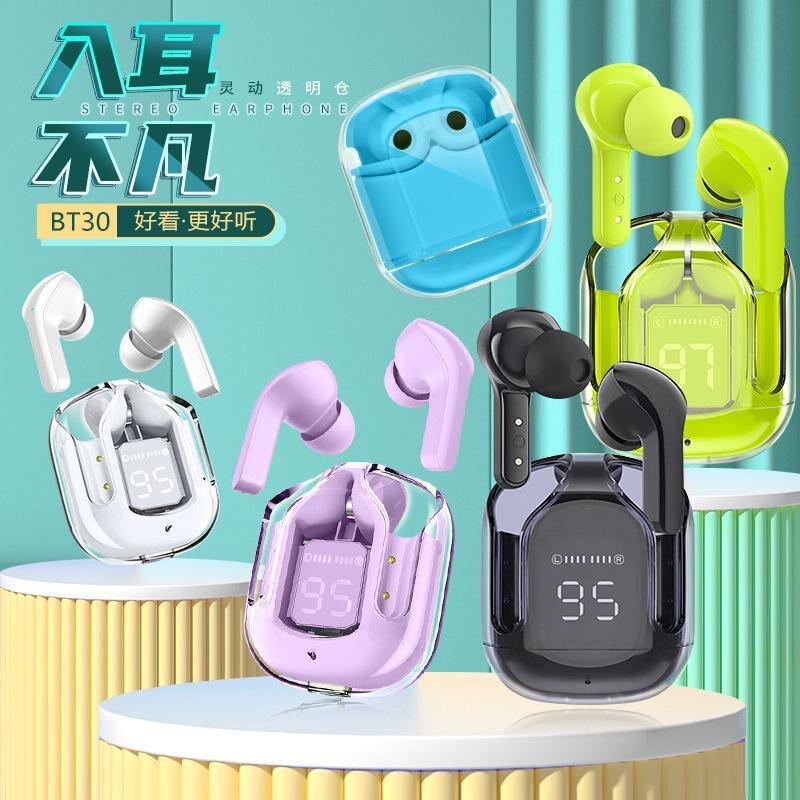 Air31 Transparent Digital Display Bluetooth Headset Delay-Free Crystal 5.3 High-End Rebel New Gaming Wireless Noise Reduction