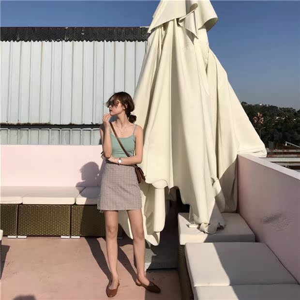 Mùa hè mới sợi co giãn là dây đeo màu kẹo mỏng dây áo vest ngắn đồ mặc nhà