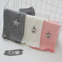 Girls leggings summer thin section white outer wear childrens girls summer black spring baby modal slim cropped pants