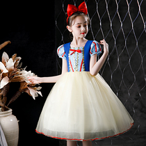 Snow White Princess Dress Girls Summer Dress Short Sleeve Sleeve Dress 2021 New Little Girl Frozen Aisha Skirt