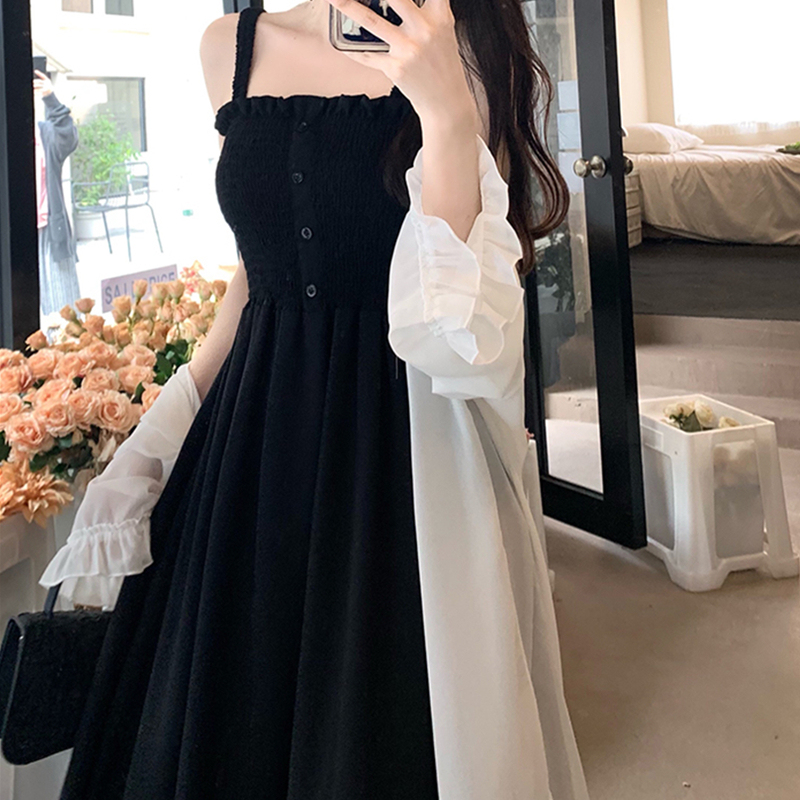Summer New Plus-Size Dress for Chubby Girls, Slimming and Stylish Fairy-Style Spaghetti Strap Long Dress with Shawl and Sun Protection Shirt Two-Piece Set for Women Summer New Plus-Size Dress for Chubby Girls, Slimming and Stylish Fairy-Style Spaghetti Strap Long Dress with Shawl and Sun Protection Shirt Two-Piece Set for Women
