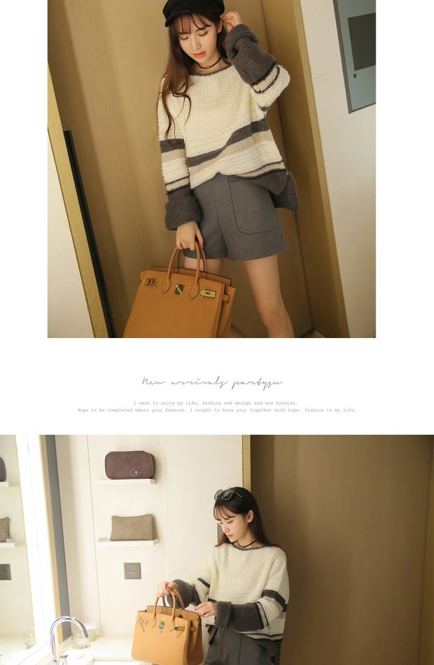 2018 đầu thu mới quần short len ​​cao eo mùa thu trang phục mỏng slim quần short giản dị đơn giản đôi túi quần ống thủy triều quần ngắn ống rộng
