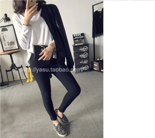 Phụ nữ mới 2018 thời trang áo khoác da pu nhỏ cổ ngắn dây kéo màu đen xe máy clip mùa thu thoi trang nu