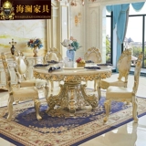 Европейский стиль мраморный круглый обеденный стол натуральный мраморный круглый столик домохозяйство дубовое столовое столовое обеденное кресло Комбинация роскошь