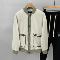 Spring Splicing Tooling Knit Cardiovert Jacket Jacket Male Korean version Trend easy Personality Handsome 100 Hitch Baseball Suit