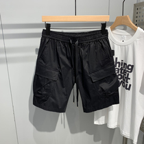 2021 Summer new tooling shorts Mens Korean version Trend loose straight cylinder tightness waist casual sports 50% pants