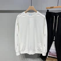 Fall net red white necropolis male Chaodins porn winds loose round collar small crowdsourced design sensation ruffled and handsome long sleeve t-shirt