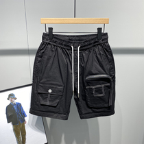 Summer men's tooling shorts thin loose straight elastic waist sports casual pants Ins tide brand 5 pants